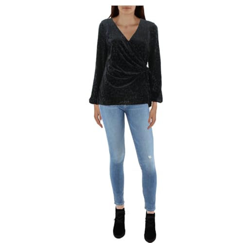 Alfani Womens Velvet Surplice Wrap Top