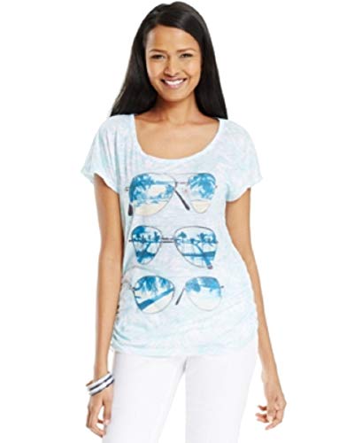 Style & Co. Petite Ruched Graphic-Print Tee