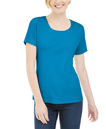 Karen Scott Petite Cotton Scoop Neck Top