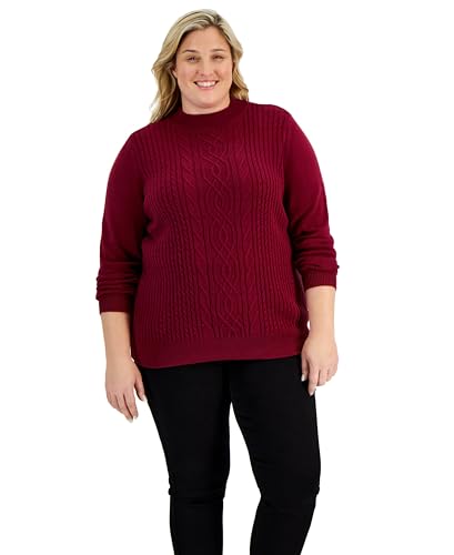 Karen Scott Plus Size Cable Knit Mock Neck Sweater