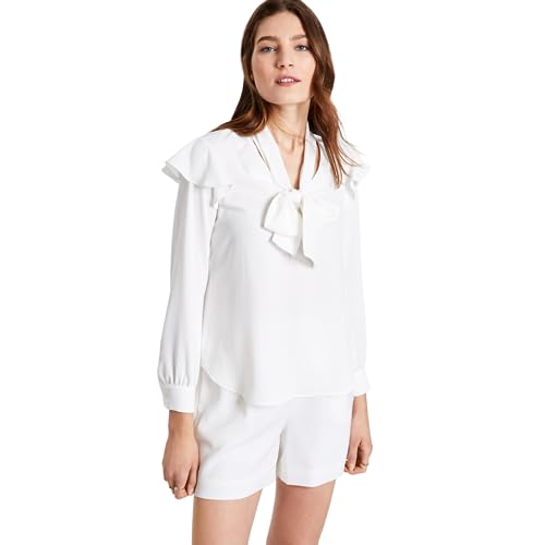 Bar III Bow Neck Ruffled Shoulder Blouse