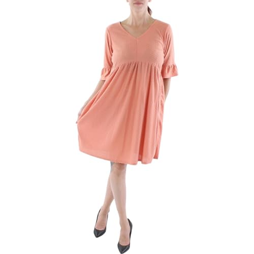 Petite Elbow Sleeve Swiss Dot Empire Dress