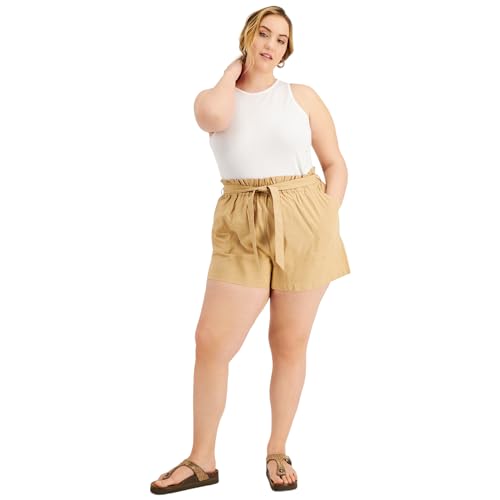Now This Trendy Plus Size Paperbag Shorts