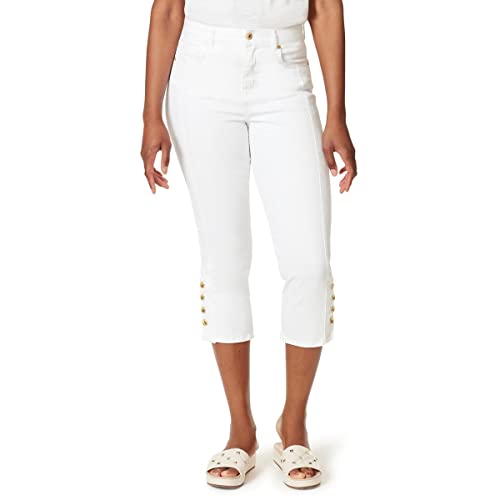 High Rise Exposed Button Capri Jeans
