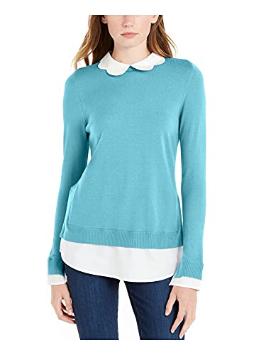 Scalloped-Neck Layered-Look Sweater