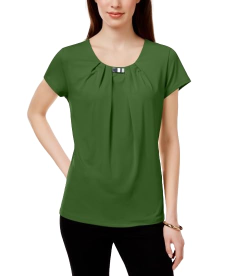NY Collection Pleated Hardware Trim Top