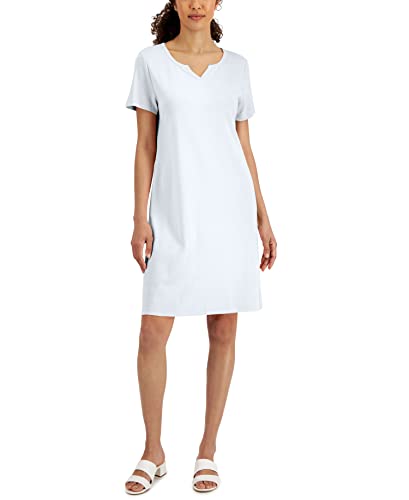 Karen Scott Womens Cotton Split Neck Dress
