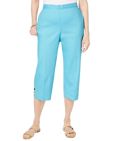 Alfred Dunner Turks Caicos Cropped Ladder Hem Pull On Pants