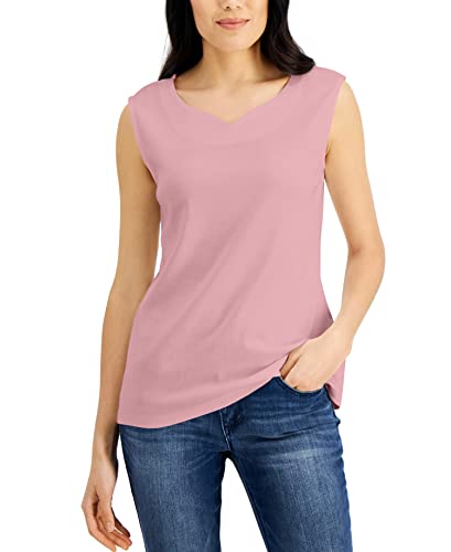 Karen Scott Cotton Sweetheart Neckline Tank Top
