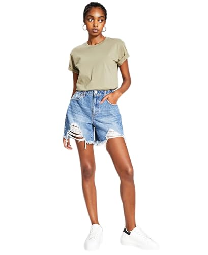 Now This Womens Cotton Denim Boyfriend Shorts