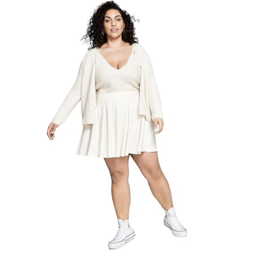 And Now This Womens Plus Size Waffle Knit Cardigan Sweater Set