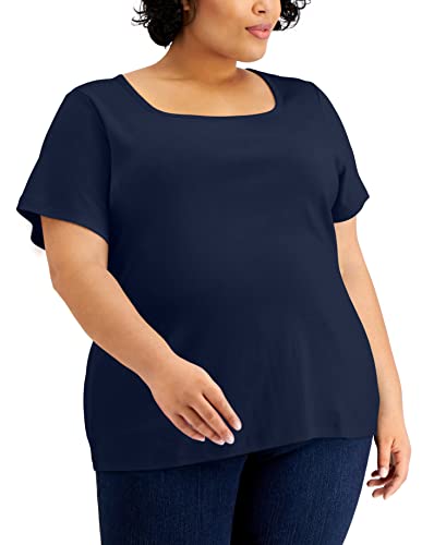 Karen Scott Plus Size Cotton Square Neck Top