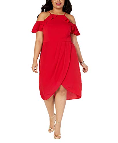 City Studios Plus Size Cold Shoulder Ruffle Trim Dress