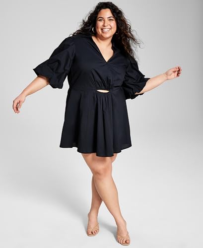 Now This Trendy Plus Size Cutout Poplin Dress