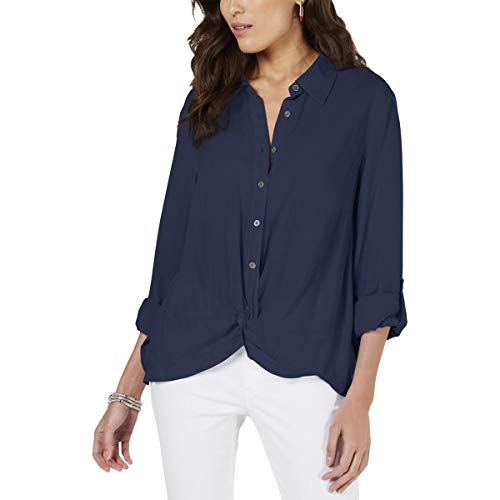 Knot-Front Button-Up Top