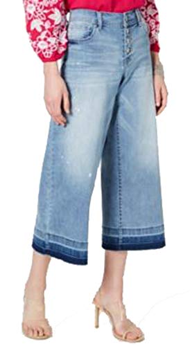 Petite Cropped Wide Leg Released Hem Jeans