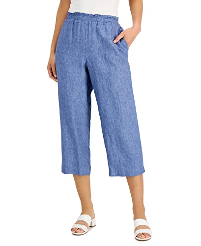 Charter Club Linen Cropped Pull On Pants