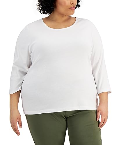 Karen Scott Plus Size Cotton Scoop Neck Top