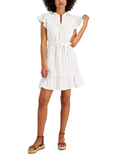 Style & Co Petite Cotton Ruffled Eyelet Dress