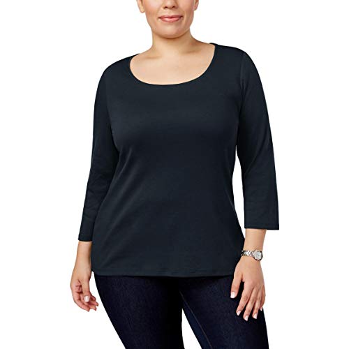 Charter Club Plus Size Cotton Scoop Neck Top