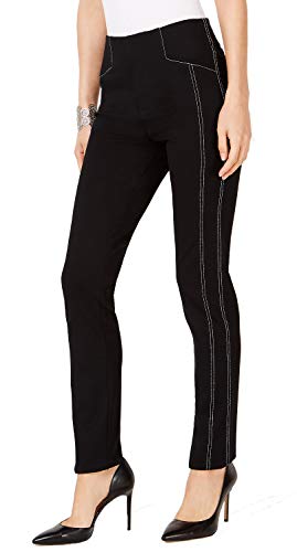 Curvy Contrast Stitch Straight Leg Pants
