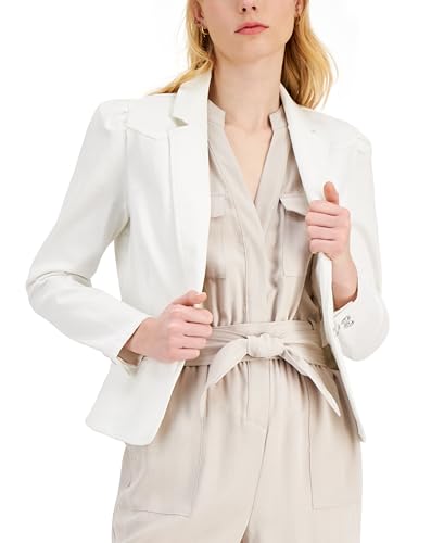 Petite Puff-Sleeve Denim Blazer