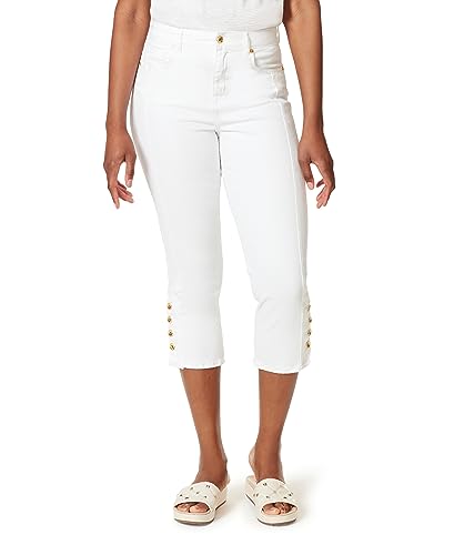 High Rise Exposed Button Capri Jeans
