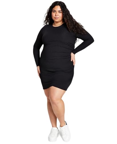Now This Plus Size Long Sleeve Side Ruched Dress