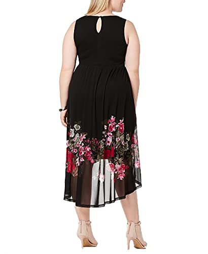 Plus Size Printed Mesh High Low Dress