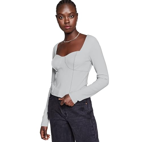 And NowThis Womens Seam-Detail Corset Top