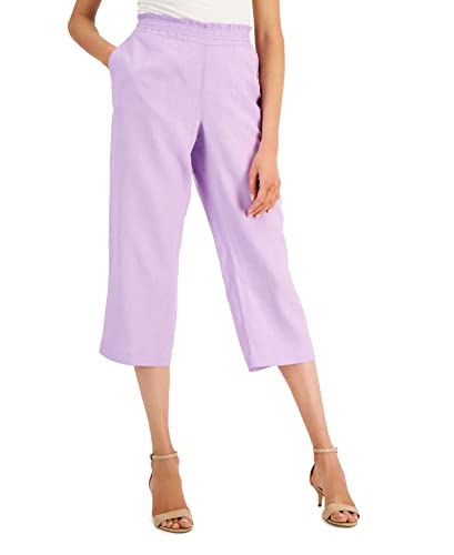 Charter Club Linen Cropped Pull On Pants