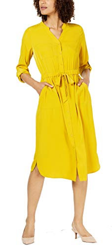 Petite 3/4-Sleeve Belted Shirtdress