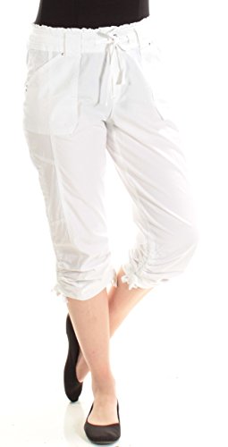 INC International Concepts Ruffled Waist Cropped Cargo Pants