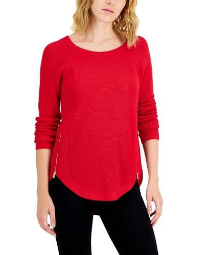 INC International Concepts Womens Waffle Knit Side Zip Tunic Sweater