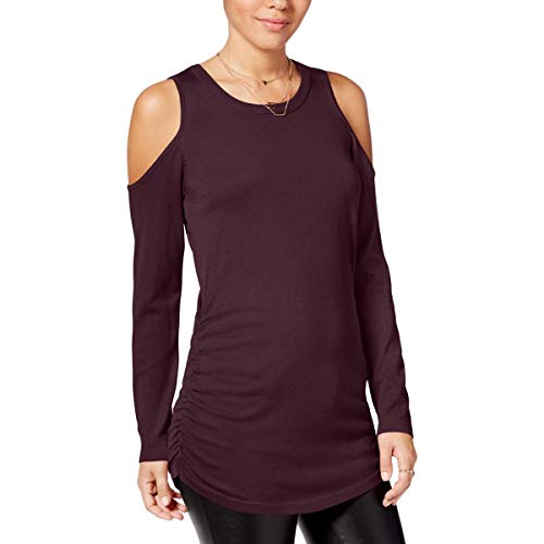 Juniors' Ruched Cold-Shoulder Sweater