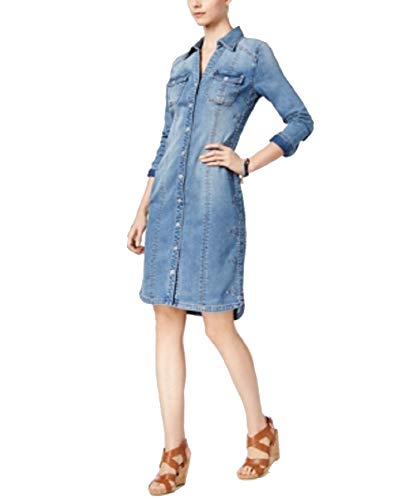 INC International Concepts Embroidered Denim Shirtdress