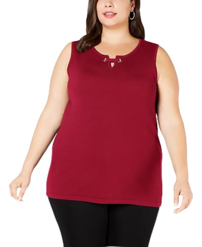 JM Collection Plus Size Sleeveless Grommet Shell