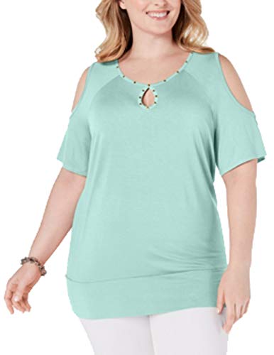 Plus Size Studded Cold-Shoulder Top