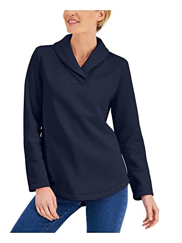 Karen Scott Shawl Collar Fleece Long Sleeve Fleece Top