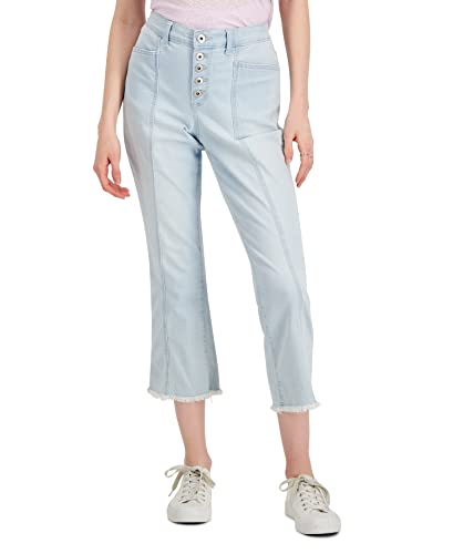 Style & Co Womens Button Fly Raw Hem Cropped Jeans