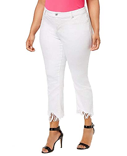 Plus Size Fringed Cropped Jeans