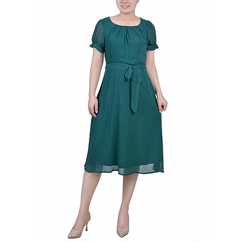 Petite Belted Swiss Dot Dress