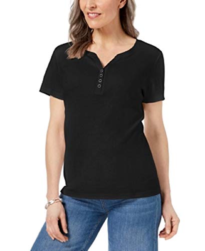 Karen Scott Petite Cotton Henley Top