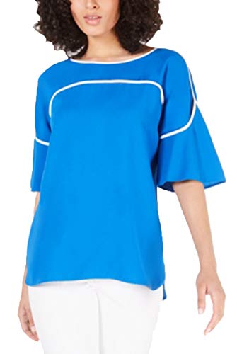 Petite Piped Flutter-Sleeve Top