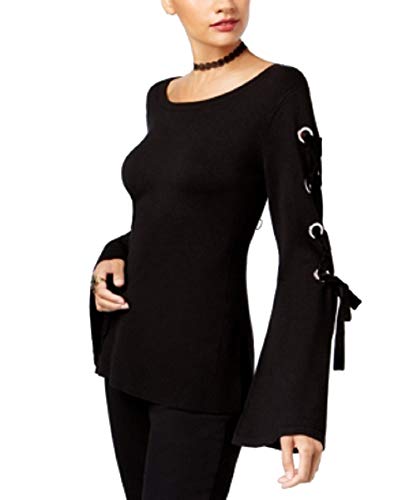 INC International Concepts Velvet Lace Up Sweater