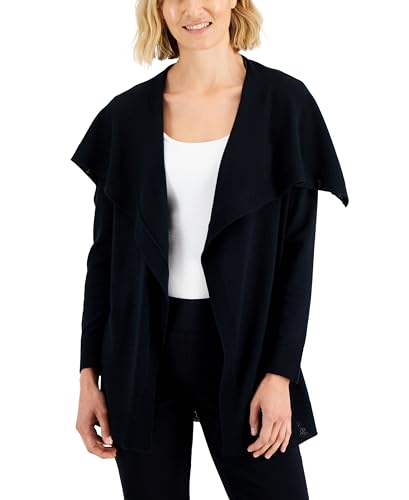 JM Collection Petite Envelope Neck Open Front Solid Cardigan