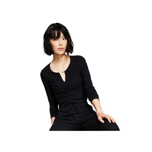 Now This Womens Ruched Henley Top