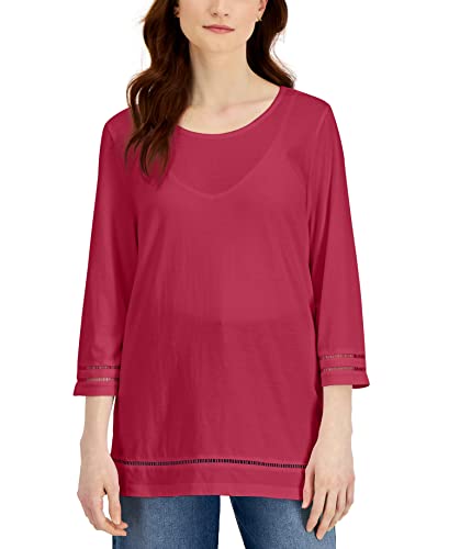 Karen Scott Womens Lattice Trim Top