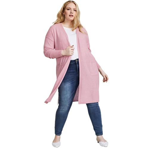 Charter Club Plus Size Open Front Long Cashmere Wool Blend Cardigan
