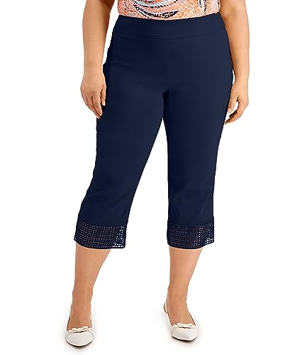 JM Collection Plus Size Crochet Hem Capri Pants